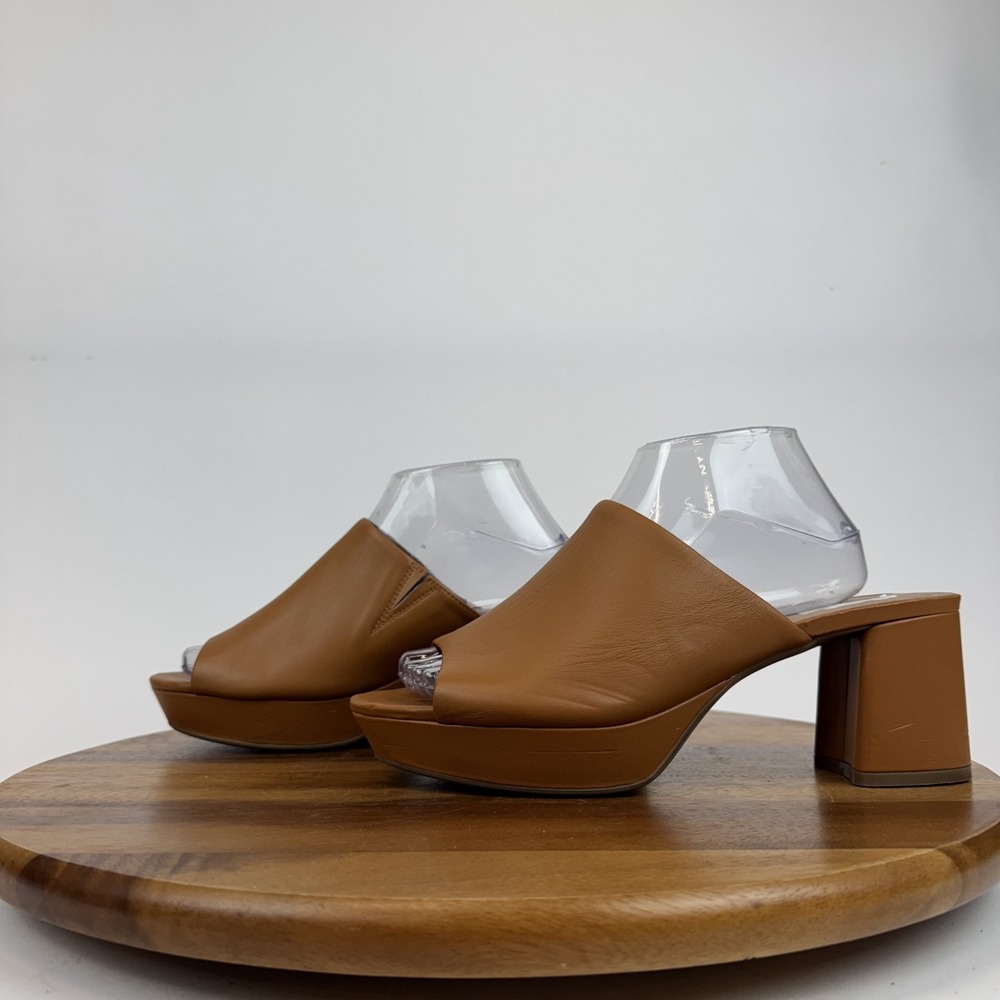 New Womens Aerosoles Cassy Brown Leather Heeled Slide Sandals Size 10 M NWOB - Picture 2 of 10